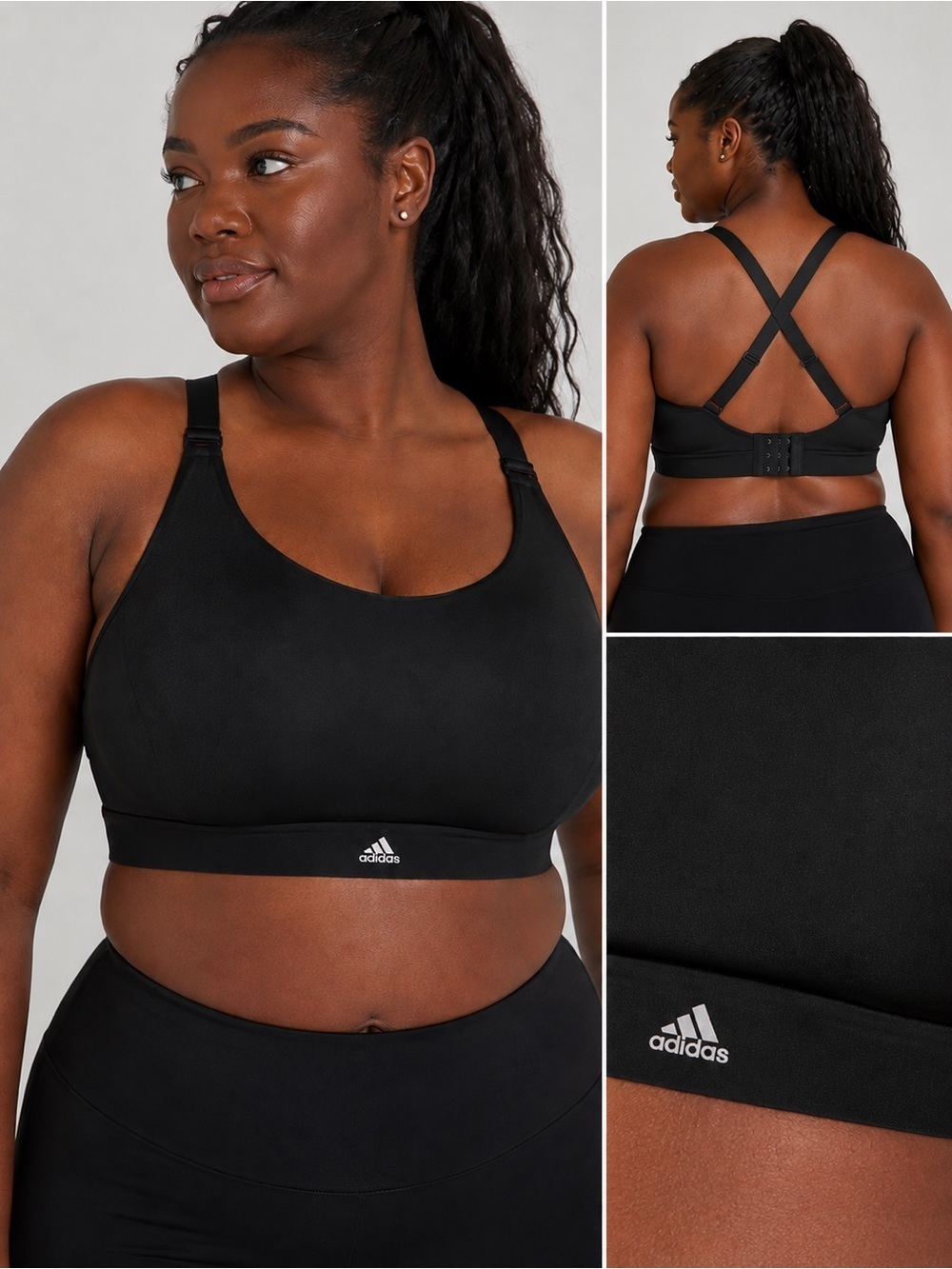 adidas Ultimate High Support Sports Bra Black 44F Plus Size BNWT AeroReady